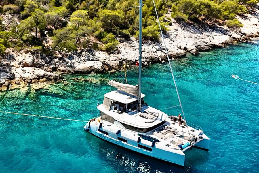 A quiet Greek anchorage, seen from above