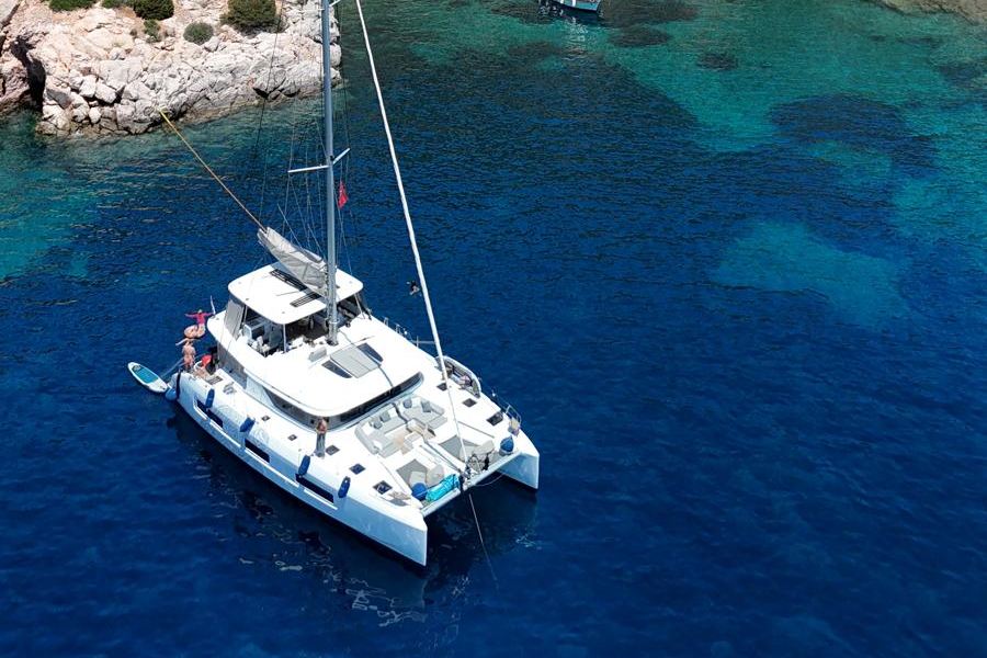 A quiet Greek anchorage, seen from above