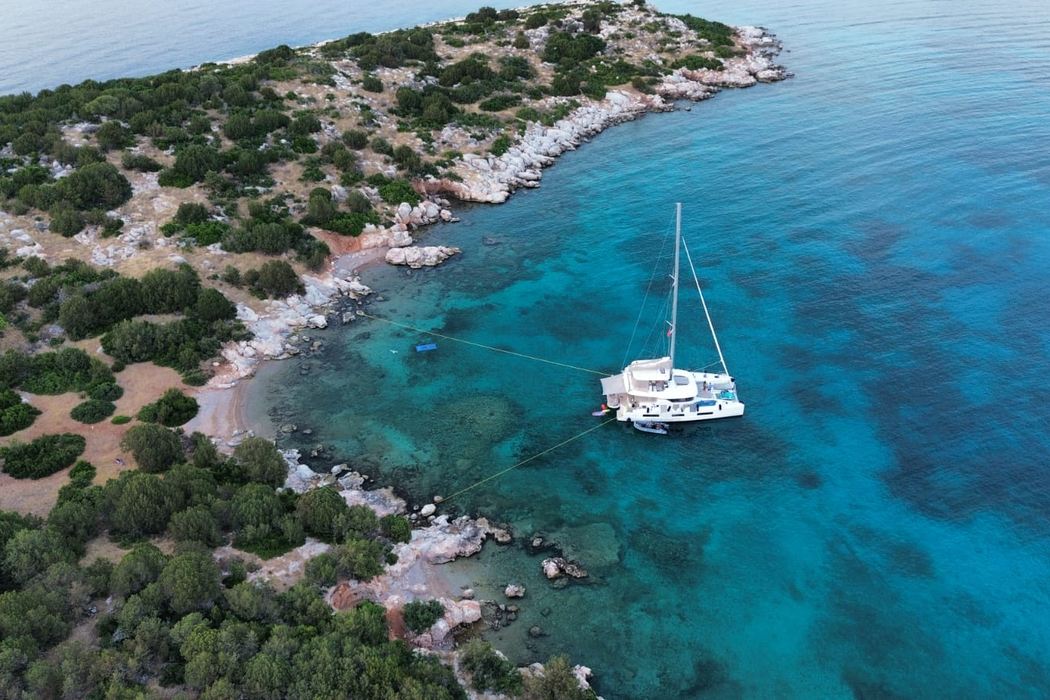 A quiet Greek anchorage, seen from above