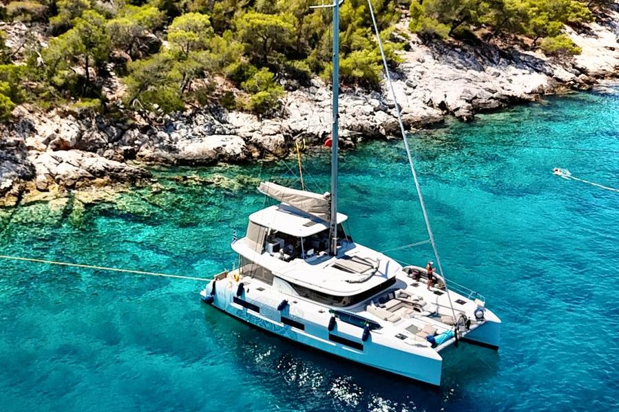A quiet Greek anchorage, seen from above