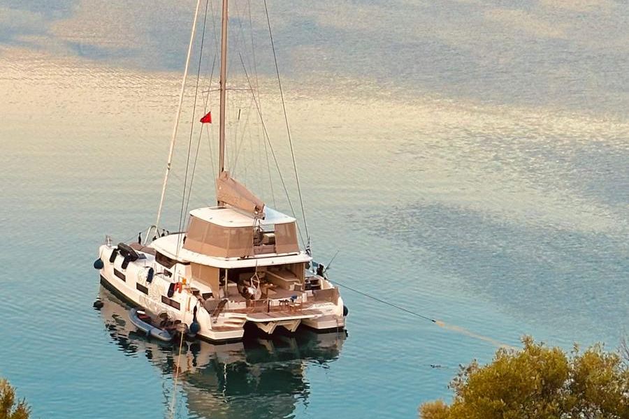 A quiet Greek anchorage, seen from above