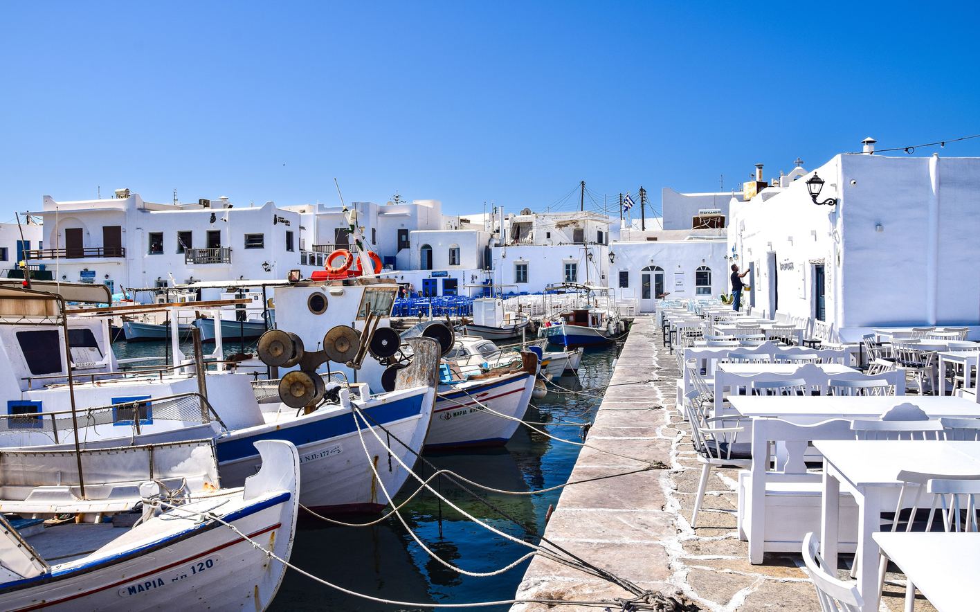 Fishing boats in the harbour on Paros