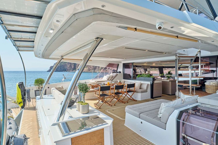 On board one of the catamarans