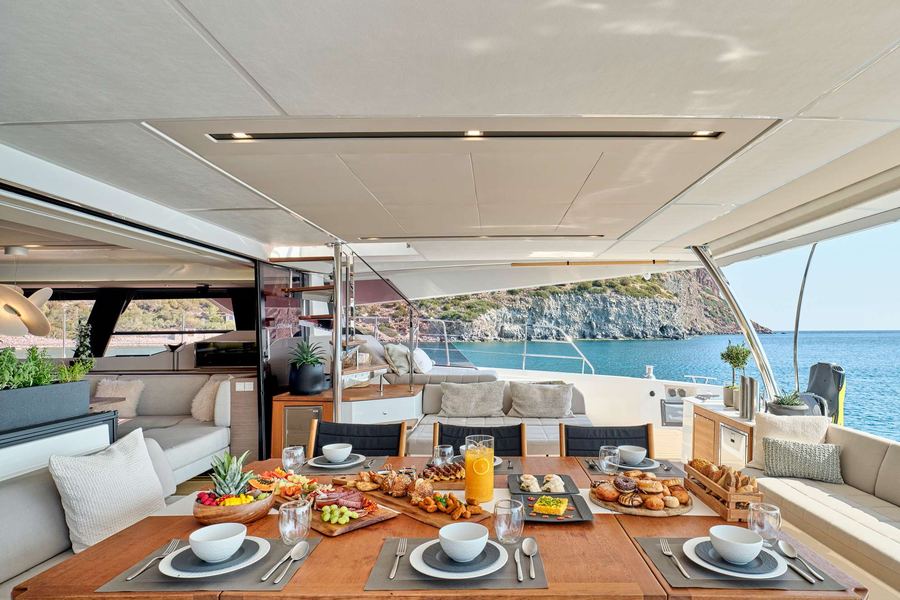 On board one of the catamarans